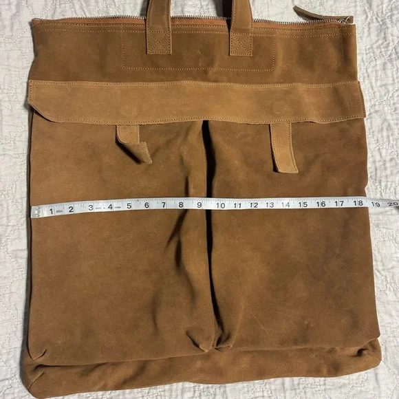 Men's H&M Atelier Suede Tote Bag Brown Large Minimalist Leather Shopper A/W 2025 - Picture 7 of 12